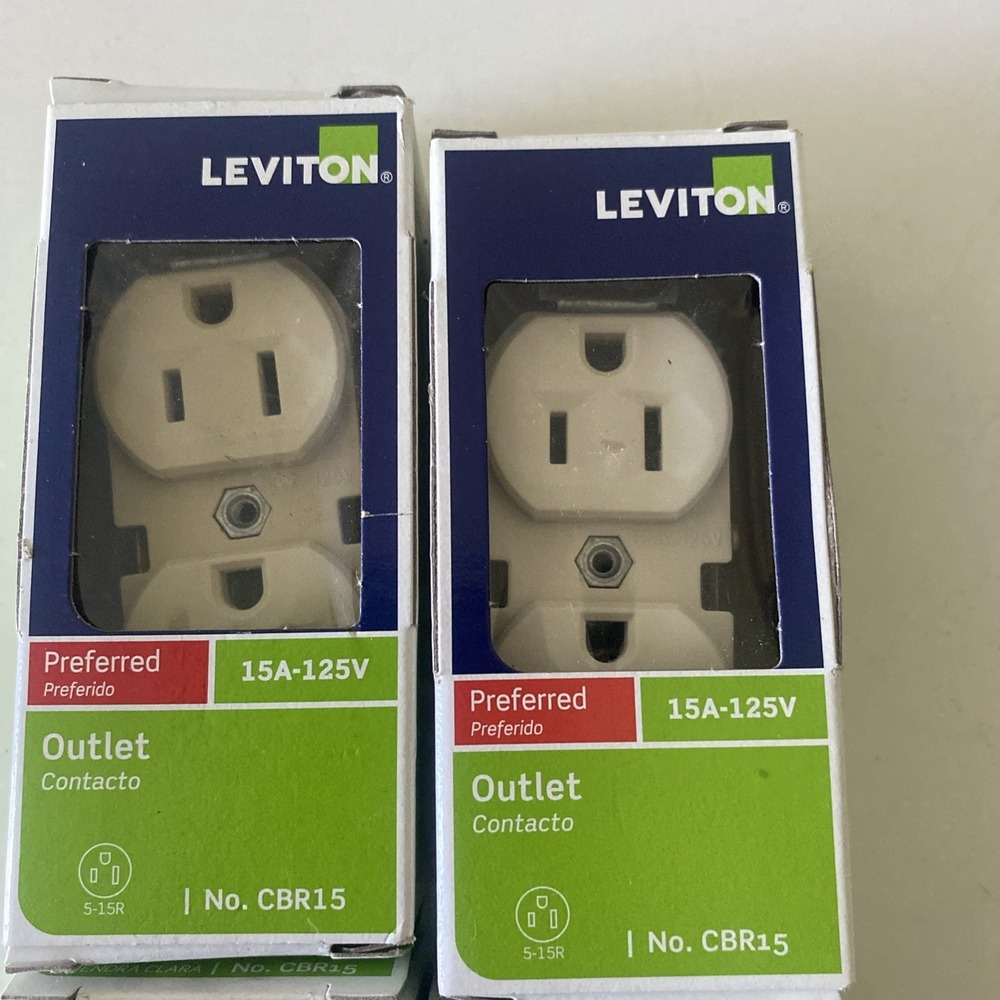 Lot of 4 Leviton CBR15-00T 15A 125V Light Almond Outlet 4.06 H x 1.35 W x 1.08 D - Picture 3 of 8